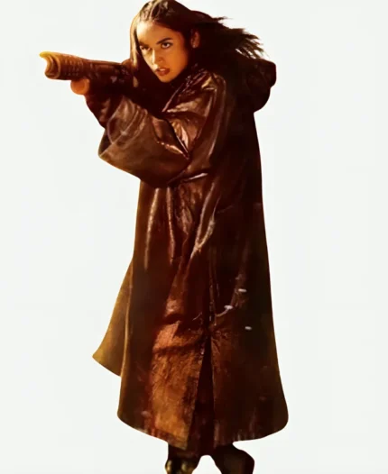 Ballerina 2025 Ana de Armas Hooded Leather Coat