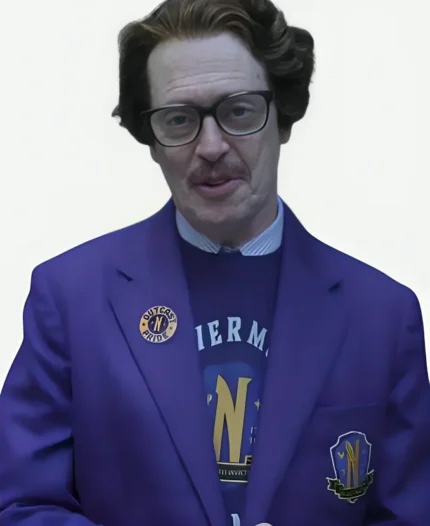 Barry Dort TV Series Wednesday Season 2 Steve Buscemi Vibrant Purple Uniform Blazer