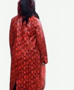 Bayley WWE Smackdown Python Print Red Faux Leather Trench Coat