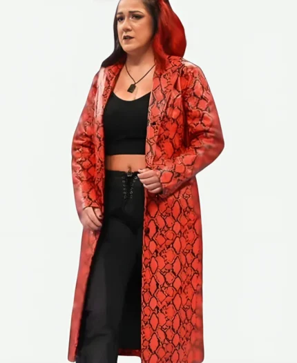Bayley WWE Smackdown Red Leather Coat
