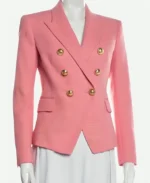 Below Deck S12 Double Breasted Pink Tweed Blazer
