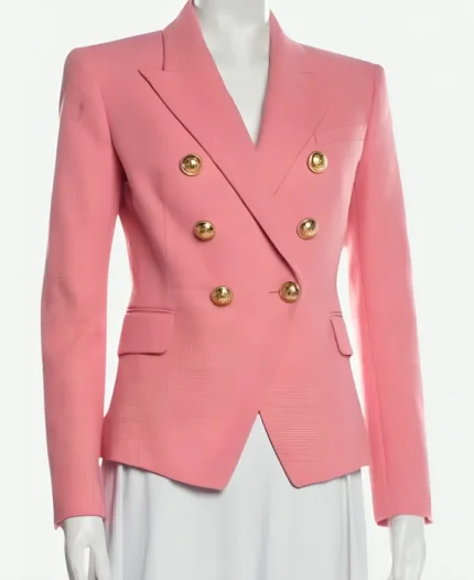 Below Deck S12 Double Breasted Pink Tweed Blazer