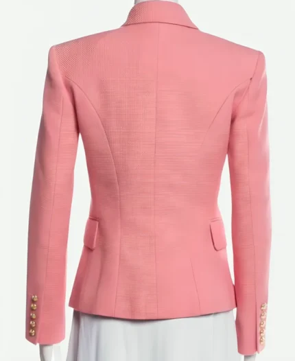 Below Deck S12 Pink Double Breasted Tweed Blazer