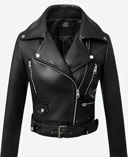 Bride of Chucky Tiffany Valentine Black Leather Jacket For Sale
