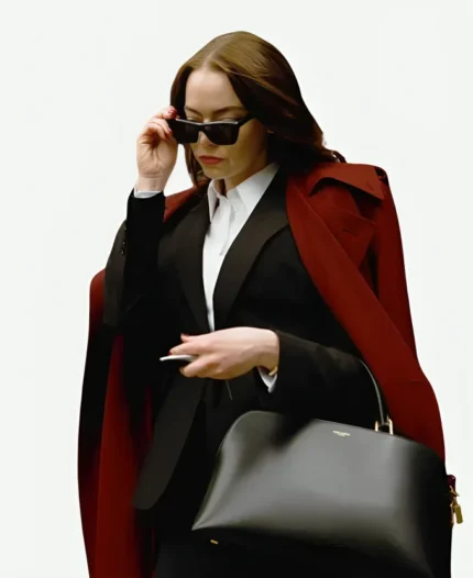 Bugonia Emma Stone Red Wool Coat