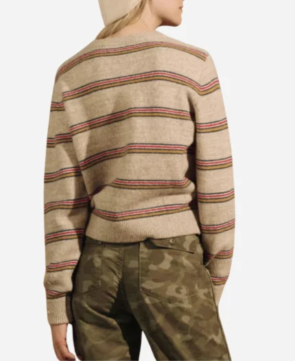 Celebrity IOU S08 Mandy Moore Beige and Pink Striped Sweater