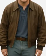 Channing Tatum Roofman 2025 Brown Leather Jacket