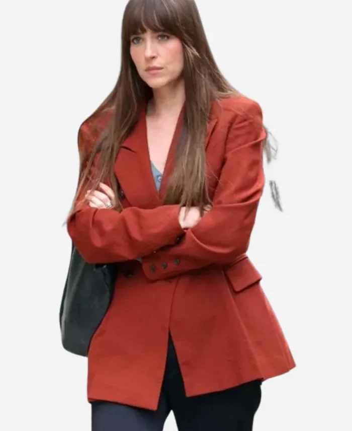 Dakota Johnson Movie Materialists Double Breasted Red Blazer