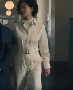 Dr. Rachael Fairburn TV Series Wednesday Season 2 Thandiwe Newton Collared Off-White Full-Zip Jumpsuit