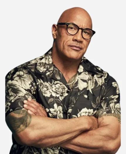 Dwayne Johnson Black Floral Hawaiian Shirt For Sale