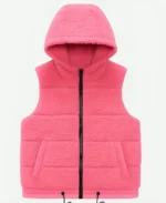 Enid Sinclair Wednesday Season 2 Vibrant Sherpa Faux Fur Sleeveless Pink Vest