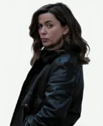 Eve Myles The Crow Girl Season 01 DCI Jeanette Kilburn Black Shearling Leather Jacket
