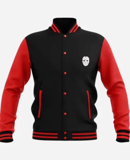 Friday The 13th Red and Black Varsity Jacket For Halloween
