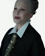 Grandmama Wednesday TV Series Season 2 Episode 4 Joanna Lumley Sequin-Embellished Black Coat