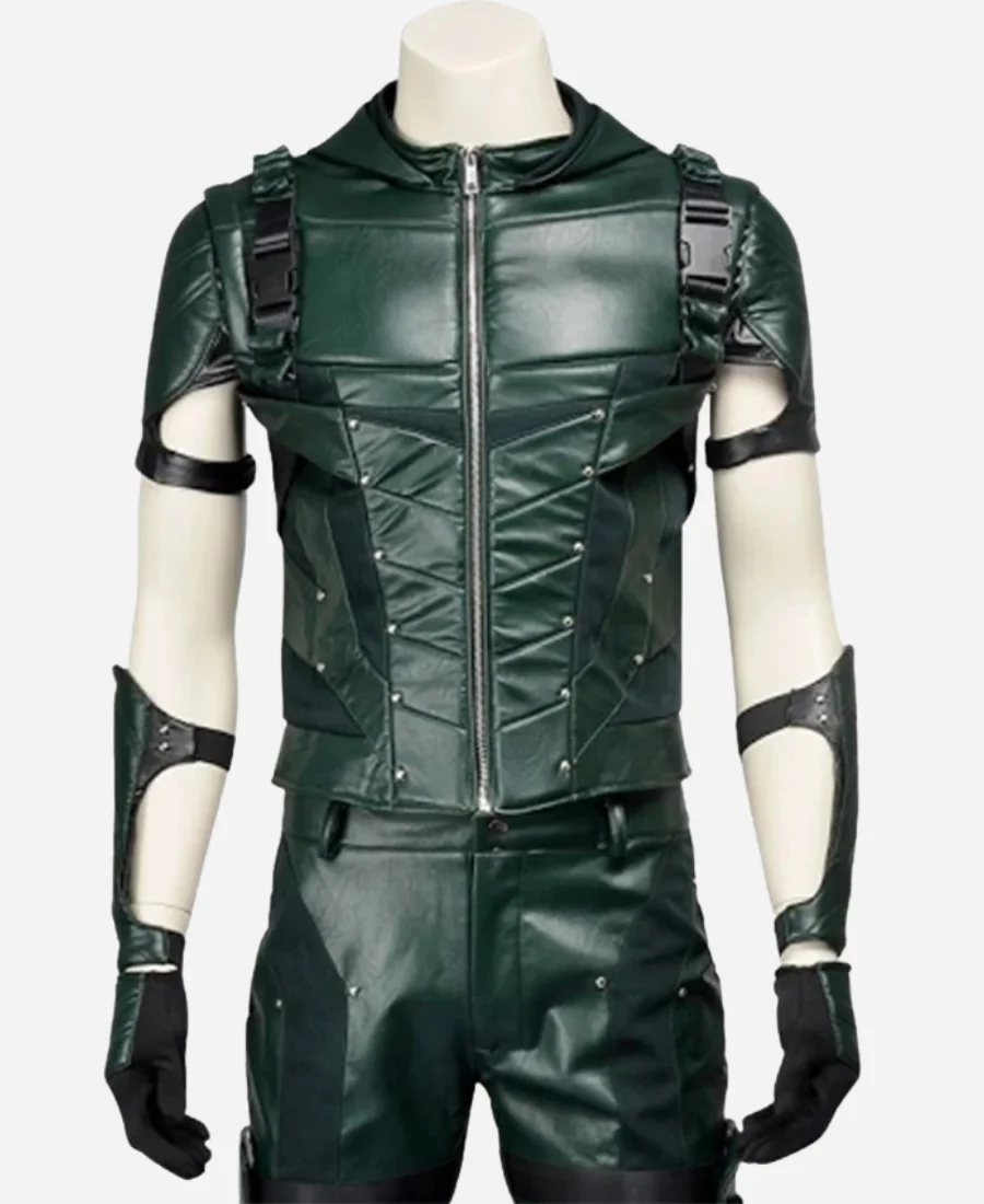 Green Arrow Season 4 Leather Jacket Green Arrow Season 4 Leather Jacket