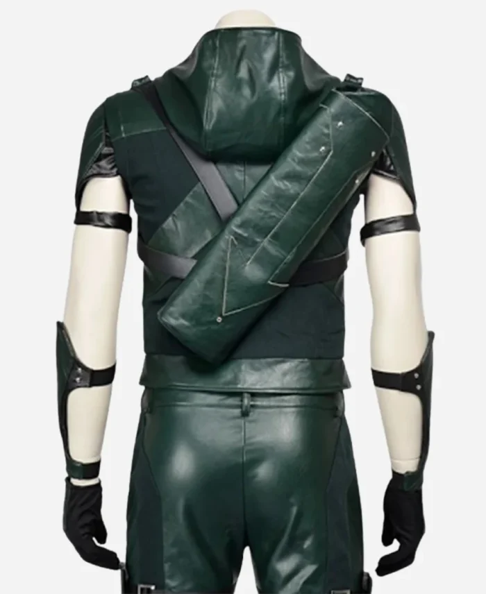 Green Arrow Season 4 Stephen Amell Hooded Leather Jacket