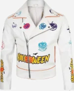Halloween Pumpkin Asymmetrical Leather Jacket