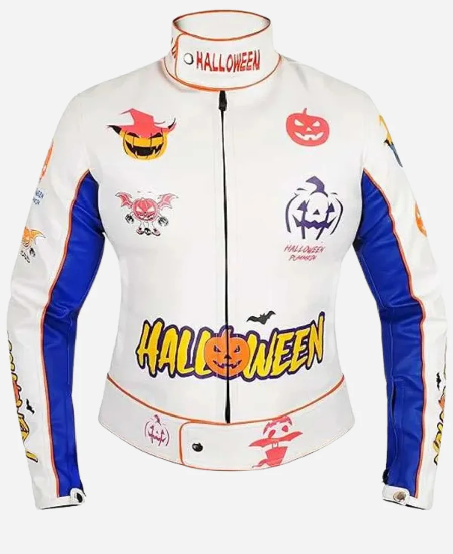 Halloween Pumpkin Printed Leather Jacket Halloween Pumpkin Printed Leather Jacket