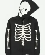 Halloween Skeleton Bones Black Zip Up Hoodie For Sale