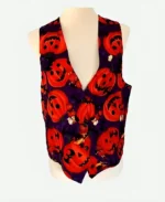 Halloween Smiling Red Pumpkins Purple Vest
