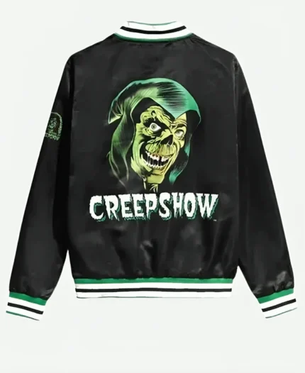 Halloween The Creepshow Retro Black Satin Bomber Jacket