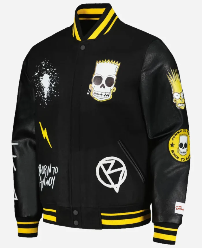 Halloween The Simpsons Freeze Max Polished Punk Bart Black Varsity Jacket