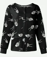 Halloween Victory Skelton Hands Scrub Jacket