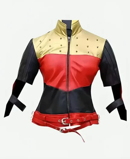 Harley Quinn God Among Us Red Golden Studded Jacket