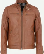 Heritage Brown Quilted Leather Biker Jacket