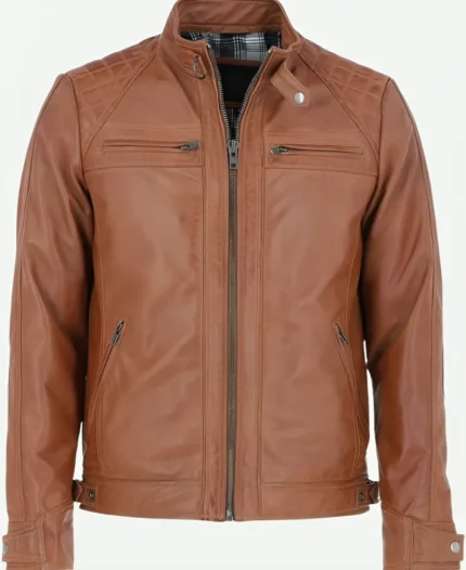 Heritage Brown Quilted Leather Biker Jacket