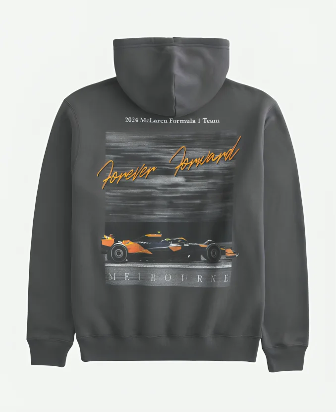 Hollister Relaxed McLaren Forever Forward Gray Graphic Hoodie Hollister Relaxed McLaren Forever Forward Gray Graphic Hoodie