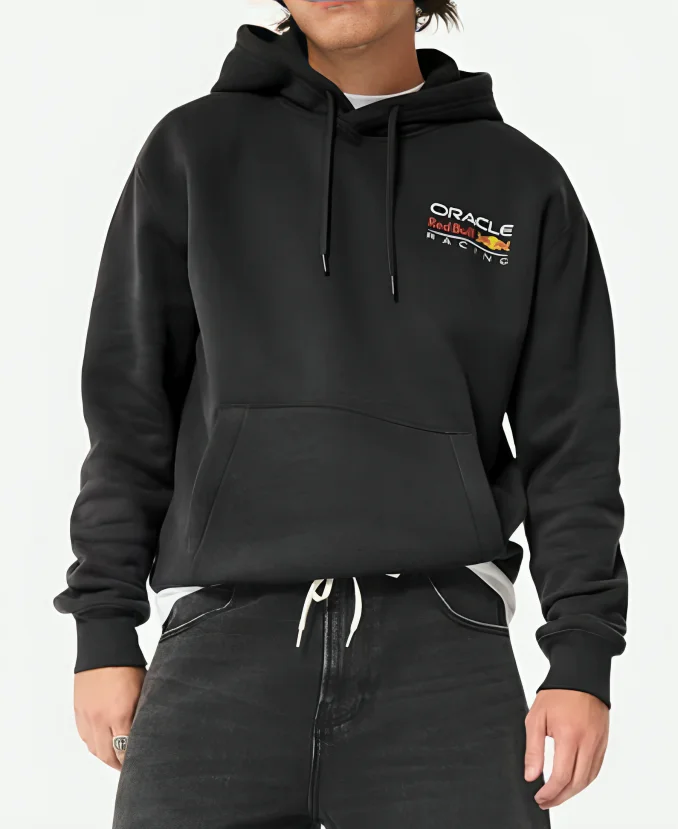 Hollister Relaxed Oracle Red Bull Racing Black Graphic Hoodie Hollister Relaxed Oracle Red Bull Racing Black Graphic Hoodie