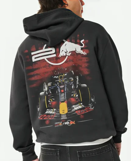 Hollister Relaxed Oracle Red Bull Racing Black Graphic Pullover Hoodie