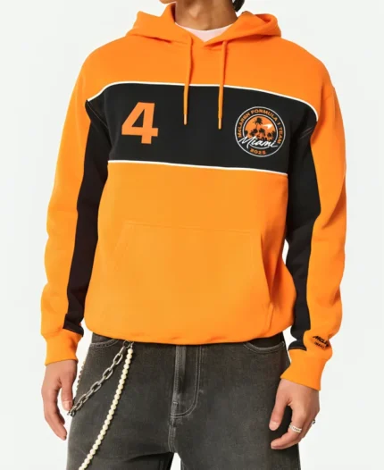 Hollister X Relaxed McLaren Graphic Orange Pullover Hoodie