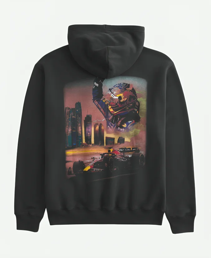 Hollister X Relaxed Oracle Red Bull Racing Black Graphic Hoodie Hollister X Relaxed Oracle Red Bull Racing Black Graphic Hoodie