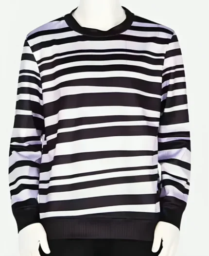 Isaac Ordonez Tv Series Wednesday Season 02 Pugsley Addams Black and Stripe Crew Neck Sweater