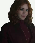 Isadora Capri TV Series Wednesday Season 2 Billie Piper Burgundy Long Coat