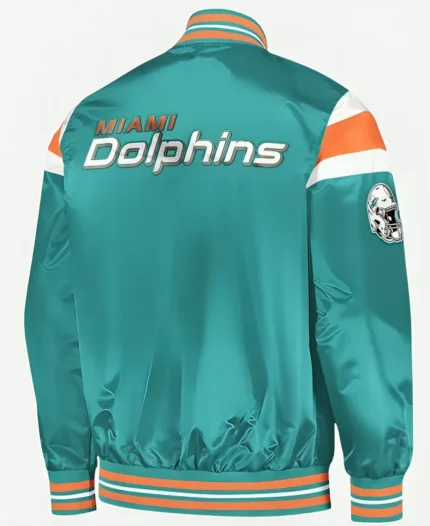 Miami Dolphins Full-Snap Varsity Satin Jacket