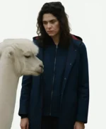 Movie Jane Austen Wrecked My Life 2025 Agathe Robinson Blue Hooded Coat