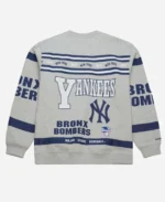 New York Yankees All Over Print Vintage Fleece Crewneck Heather Gray Sweatshirt For Sale