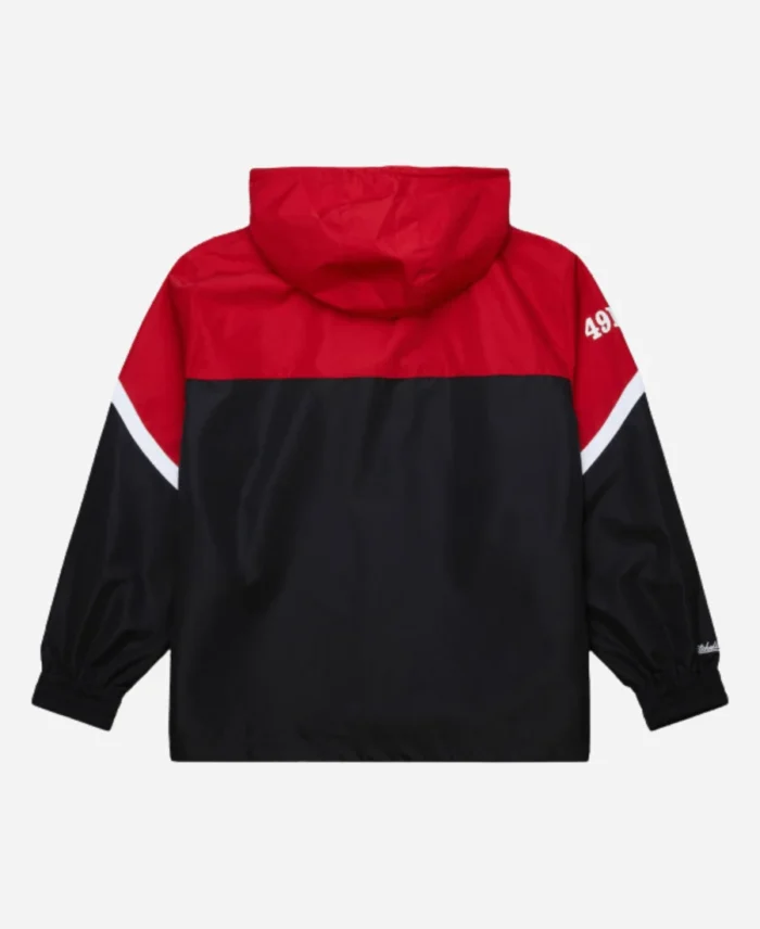 San Francisco 49ers Mitchell & Ness ScarletBlack Tie Breaker Vintage Logo Lightweight Anorak Half-Zip Windbreaker Jacket