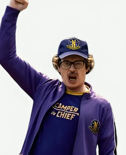 Steve Buscemi TV Series Wednesday 2025 Barry Dort Purple Track Jacket
