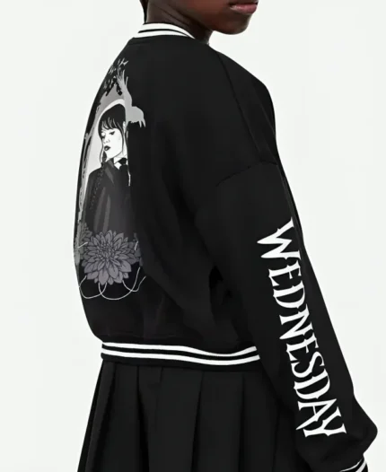 Tv Series Wednesday Varsity Black Jacket For Sale