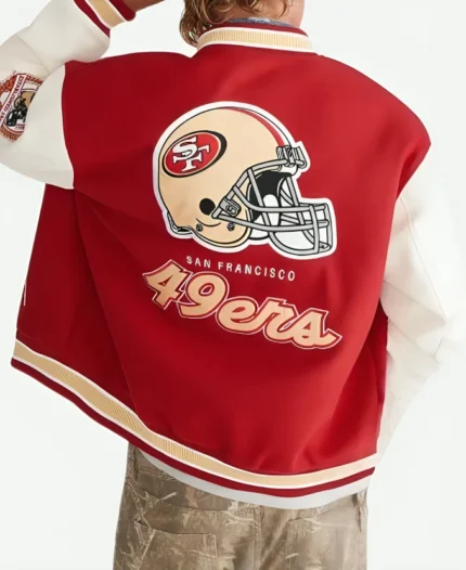 Unisex San Francisco 49ers Aeropostale Varsity Bomber Jacket For Sale