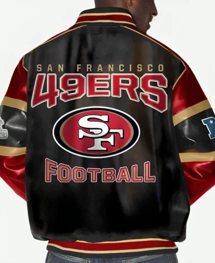 Unisex San Francisco 49ers Black Leather Jacket For Sale