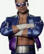 Video Game Mortal Kombat 11 Johnny Cage Blue Leather Jacket