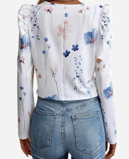 Women's Gigot White Floral Jacket For Sale