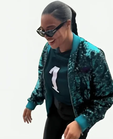 Women’s Philadelphia Eagles Green Sequin Jacket For Sale