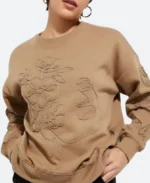 90 Day Fiance The Other Way Jenny Slatten Brown Floral Applique Sweatshirt