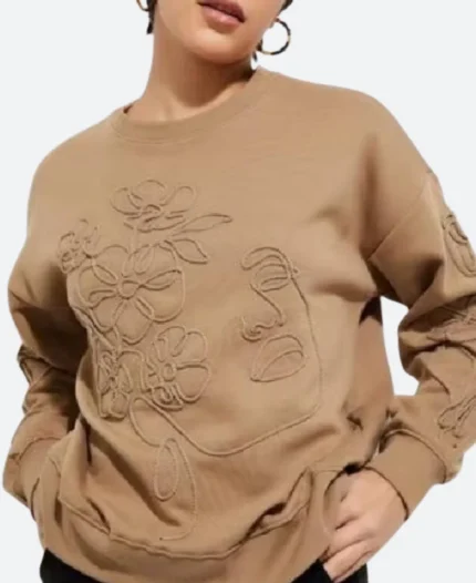 90 Day Fiance The Other Way Jenny Slatten Brown Floral Applique Sweatshirt